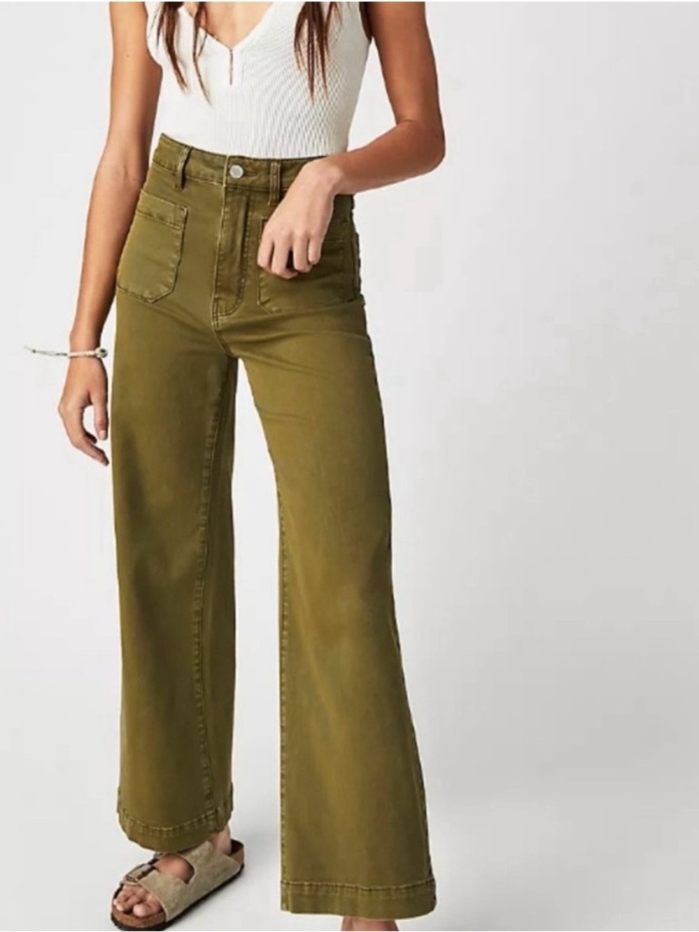 Rolla’s Sailor Jean Wide Leg High Rise Olive Green Pants SZ 28
